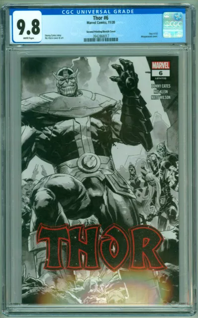 Thor #6 2nd Print 1:50 Klein Sketch Variant CGC 9.8 NM/MT Marvel Zombies 2020