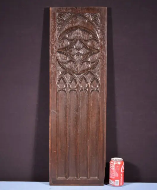 *31" Tall French Antique Gothic Revival Panel in Solid Oak Wood Salvage