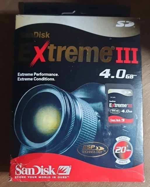 Tarjeta de Memoria Digital Segura SanDisk 4 GB Extreme III SD Totalmente Nueva 🙂️