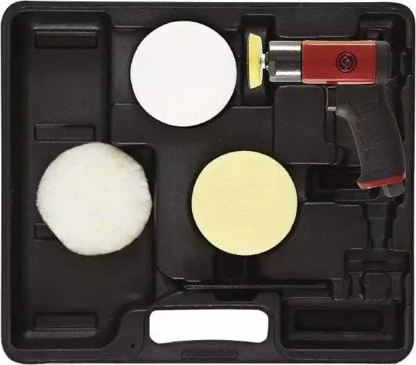 Chicago Pneumatic 3" Pad Diam, 2,500 RPM, 0.25 hp, Handheld Pneumatic Polishe...