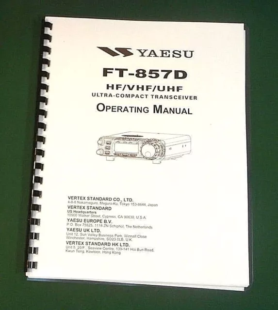 Yaesu FT-857D Instruction Manual - Premium Card Stock Covers & 32 LB Paper!