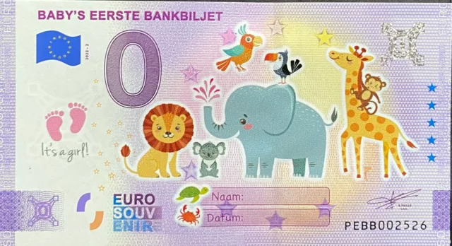 Geldschein 0 Euro BABY'S Eerste Banbiljet Farbe Country Niedrig 2022 N° Sofort