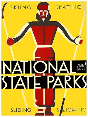 5835.State parks Poster.Ski Skiing Skate Interior design.Winter games Decor Art