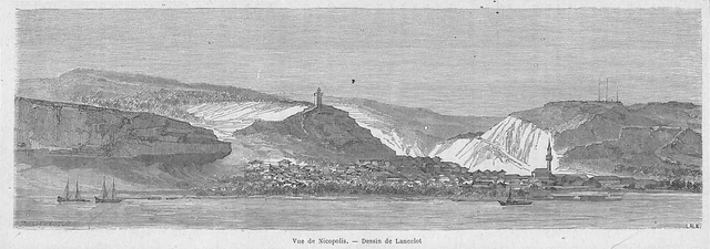 Bulgarie " Vue De Nikopol " Dessin Lancelot Gravure Engraving 1864