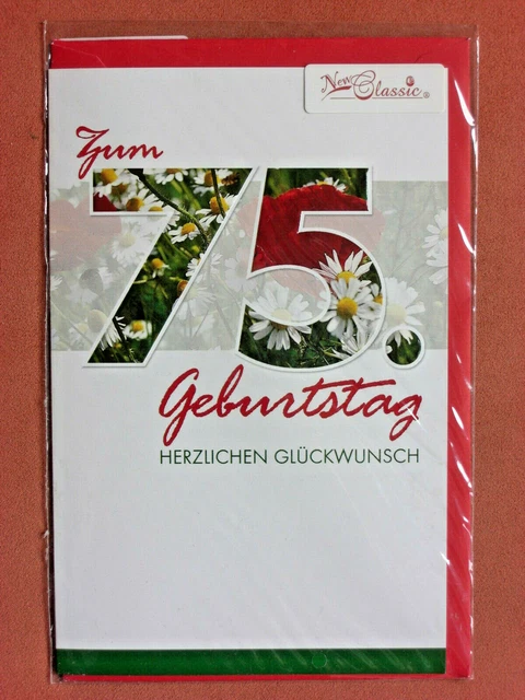 HÜBSCHE GLÜCKWUNSCHKARTE ZUM 75. Geburtstag Karte Glückwunsch