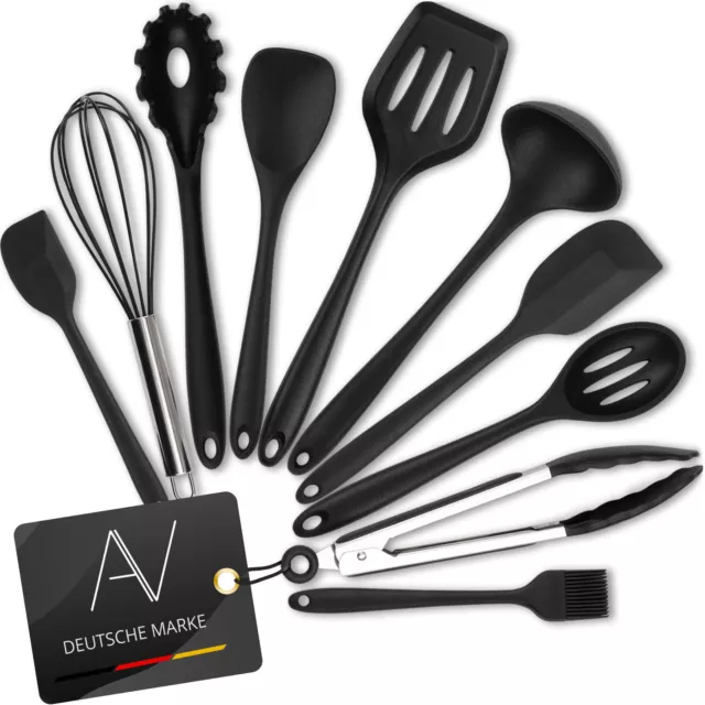 Ayudantes de Cocina Silicona 10er Set Acero Kochutensilien Accesorios Cubertería