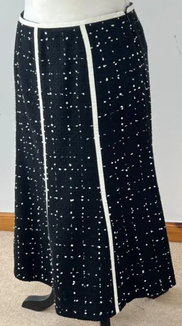Wallis A-Line Rock Tweed wie Größe 12 schwarz & weiß gestreift & gepunkte wolldick