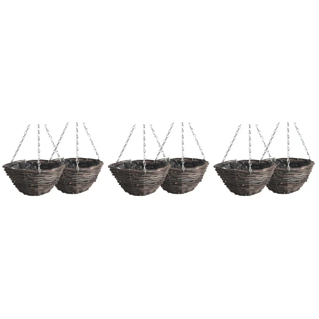6 stücke 20cm Hängende Blumentopf Handgemachte Rattan Pflanzer Hängender Korb