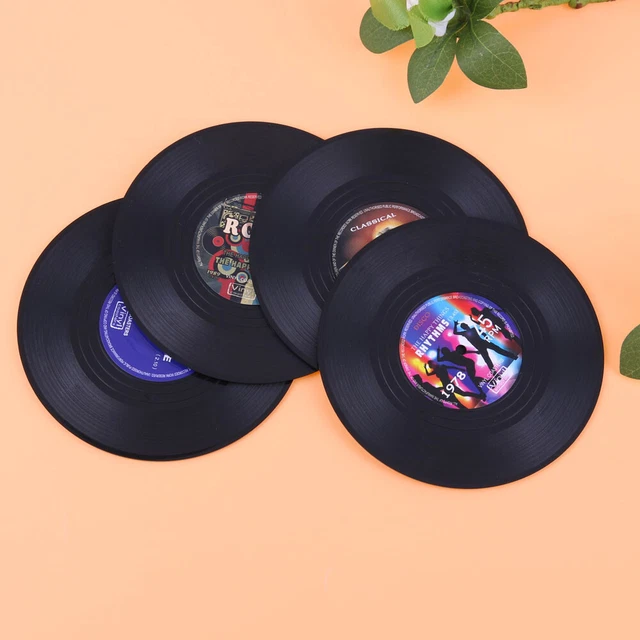 4pcs Black Coaster Pad Non Slip Hot Drink Holder Practical for Drinks Bars Cafes