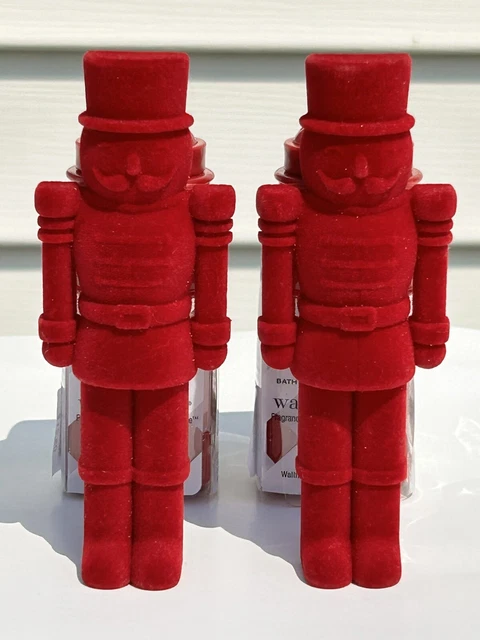 BATH & BODY WORKS Red Flocked Nutcracker Wallflower Plugs X2 NEW!