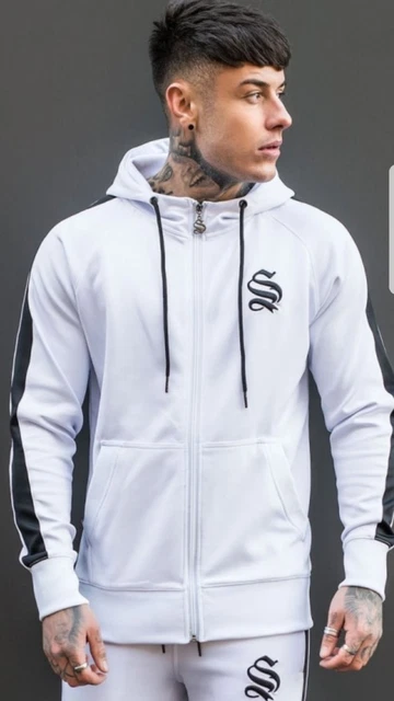 SINNERS ATTIRE POLY Tracksuit Top Hoodie white black Size Large