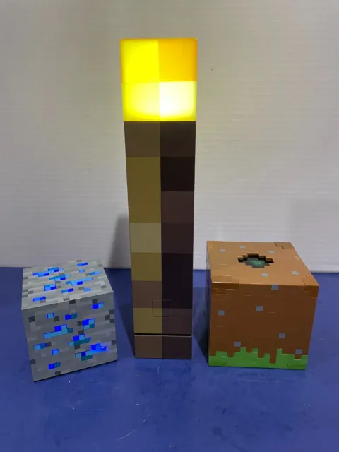 Minecraft Think Geek Light Up Torch, Diamond Block Lt., Grass Block Magic 8-Ball