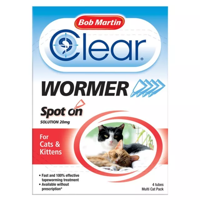 Bob Martin Transparent Spot On Vermifuge Pour Chats Et Chatons sur 1kg - 4 tubes