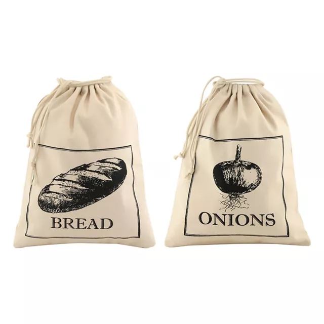 Bread & Vegetable Bag Cotton With Drawstring Storage Reusable Onions Potatoes