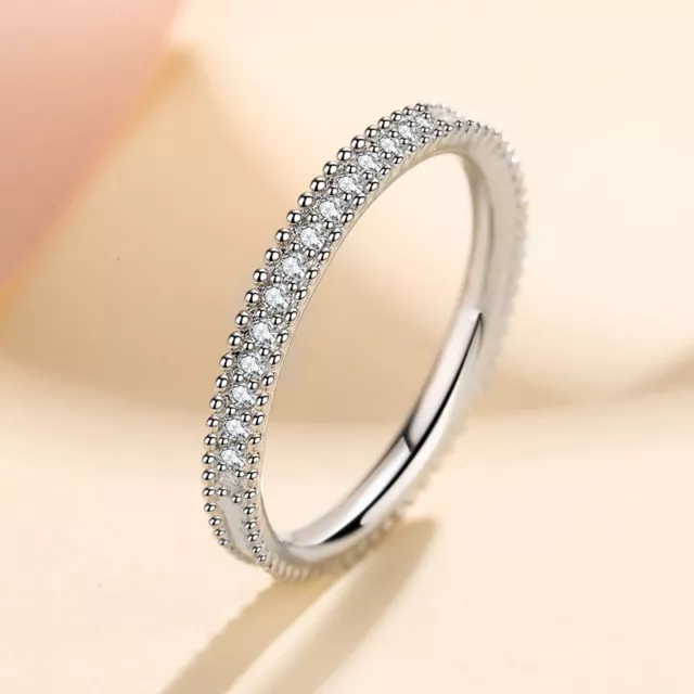 925 Sterling Silver 0.15CT Moissanite Eternity Band Rings Jewelry Gift for Women