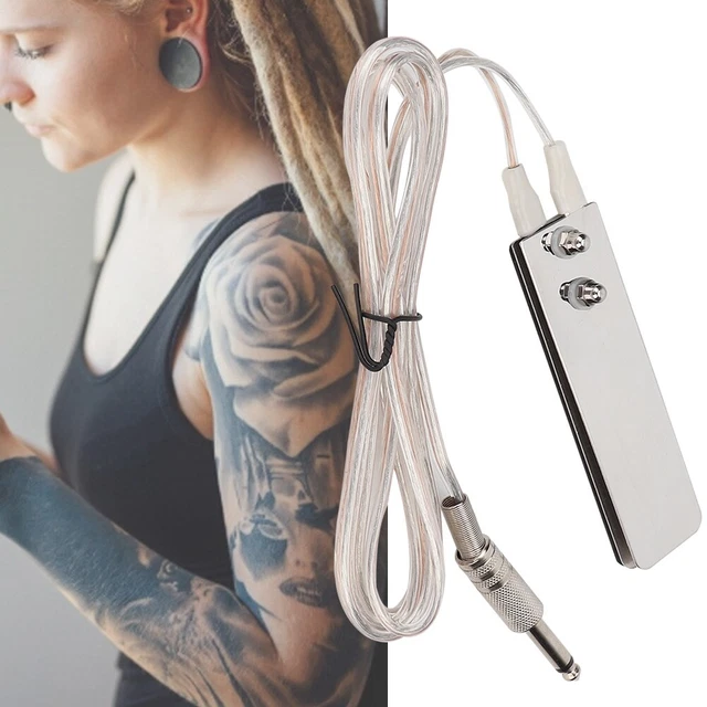 (Silver Cord)Stainless Steel Foot Pedal Foot Switch Tattoo Machine ROL