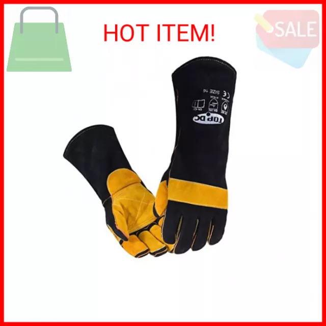 TOPDC Welding Gloves 16 Inches 932℉ Fire/Heat Resistant Leather Welding Gloves F