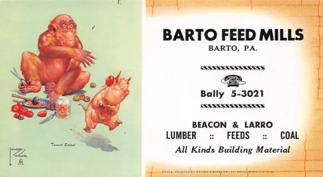 Tossed Salan Barto Feed Mills Pa Lawson Wood Small Advertising Blotter