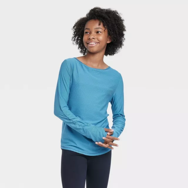 Girls' Long Sleeve Studio T-Shirt - All in Motion Blue XL 14/16