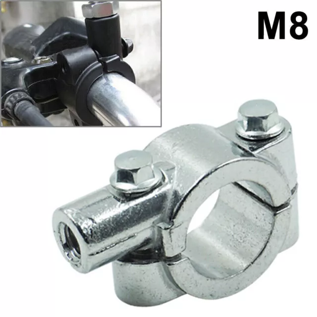 25MM M8 Rearview Handlebar Mirror Mount Holders Adapter Clamp Motor silver