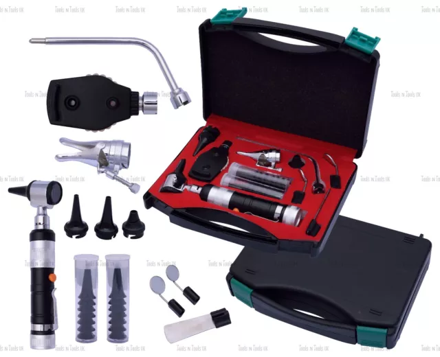 Noir Vétérinaire Otoscope Ophtalmoscope Diagnostic Kit Ent Chirurgie Instruments