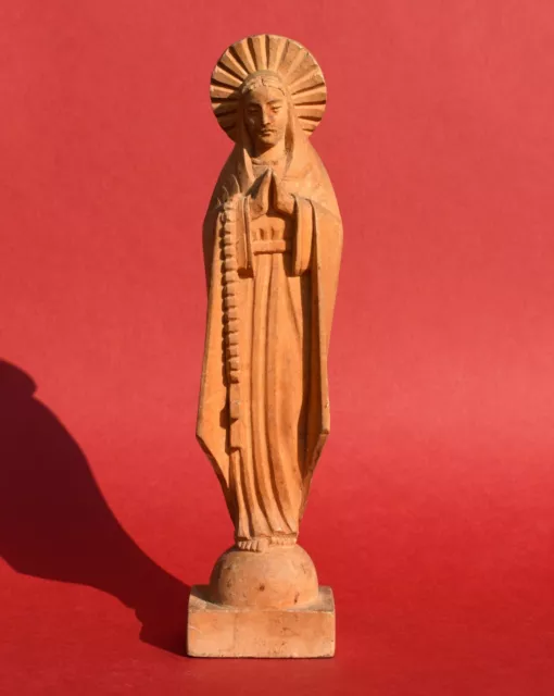 Statue de vierge en bois sculpté - objet religieux