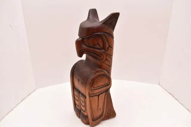 Carved Tlingit Haida totem pole ATQ pacific; vtg Thunderbird Figure ART NW Coast