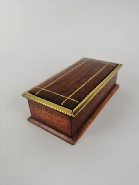 Antique Art Deco Period mahogany and brass inlaid stamp box