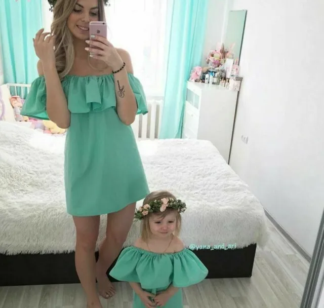 Family Matching Outfits Clothes New Mom and Daughter Dress Mother Daughter Dress