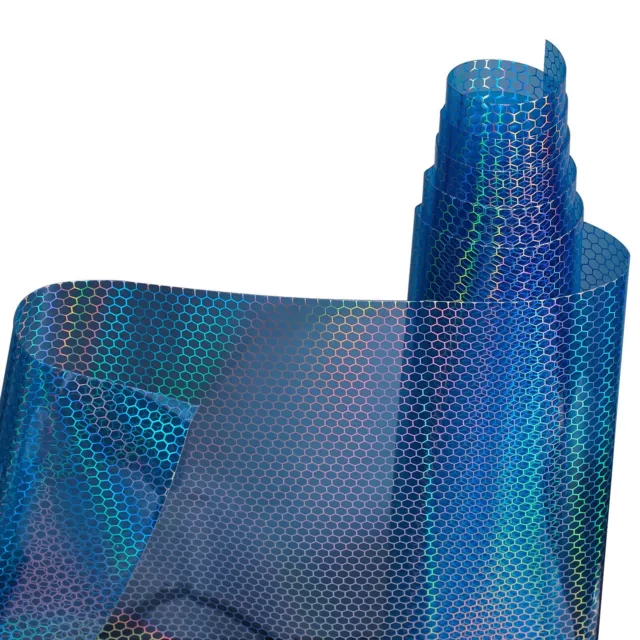 2pc Car Headlight Taillight Fog Light Tint Film Wrap Honeycomb Sticker Protector
