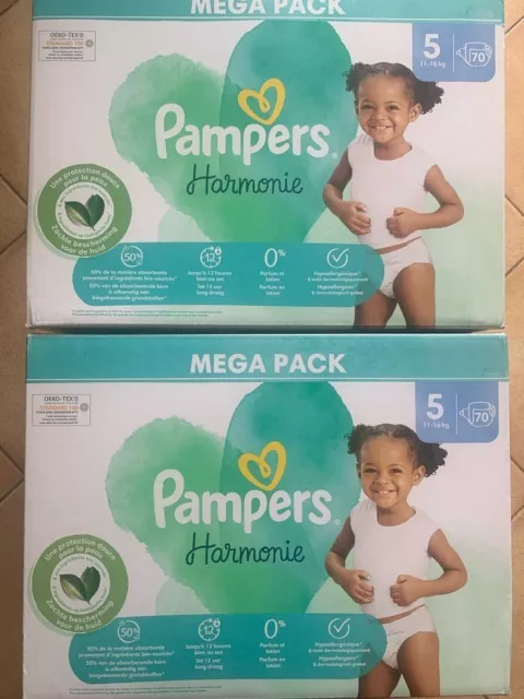 Lot pack 140 Couches PAMPERS HARMONIE Taille 5 (11 à 16KG) New Baby Changes Bébé