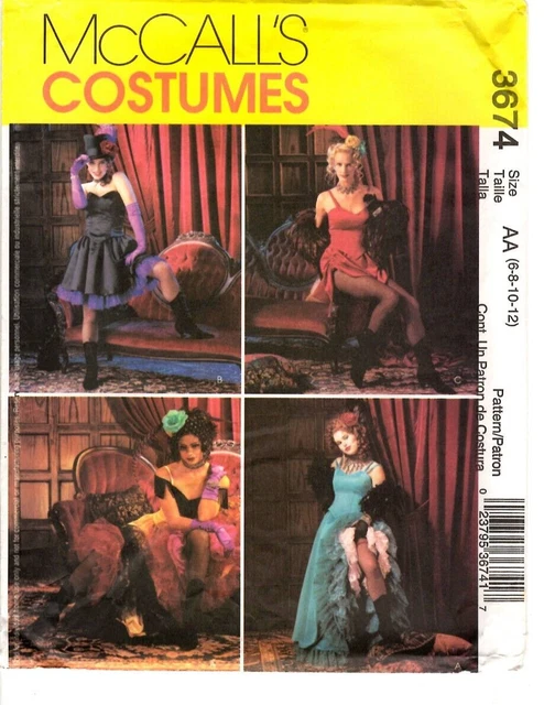 McCall's Sewing Pattern Women's CAN CAN DANCER GIRL 3674 Sz 6-8-10-12 UNCUT