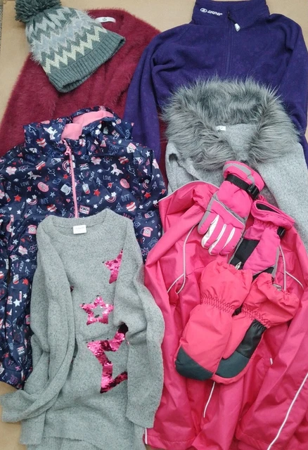 Pacchetto Abbigliamento Invernale Ragazza 9-10 Anni Maglione Cappotto Guanti Cappello M&S F&F Gru