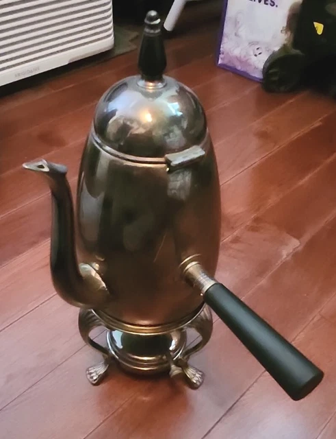 Vintage EB Rogers Silver Co. Silver on Copper Cezve Turkish Coffee Pot w/Stand