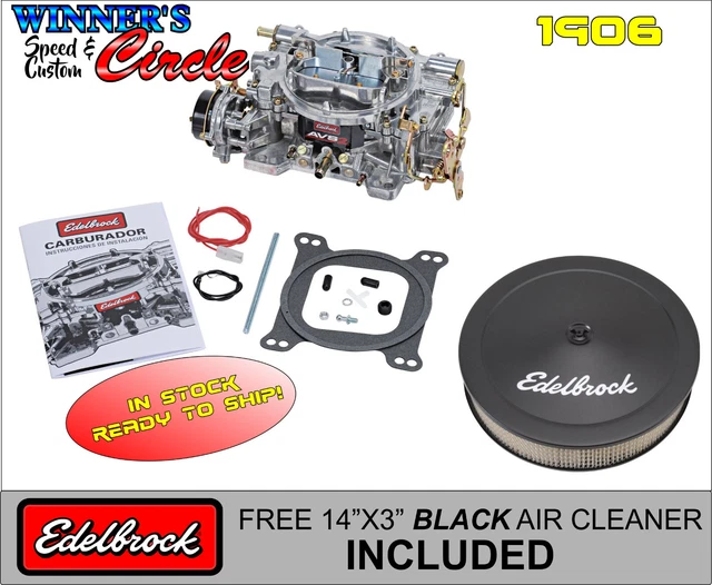 EDELBROCK 1906 AVS2 650 CFM Electric Choke Carburetor w/Free Black Air