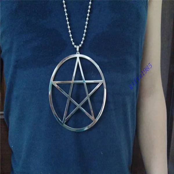 pentagram Star charm Super large 4" Star pentacle S.steel pendant necklace 36in