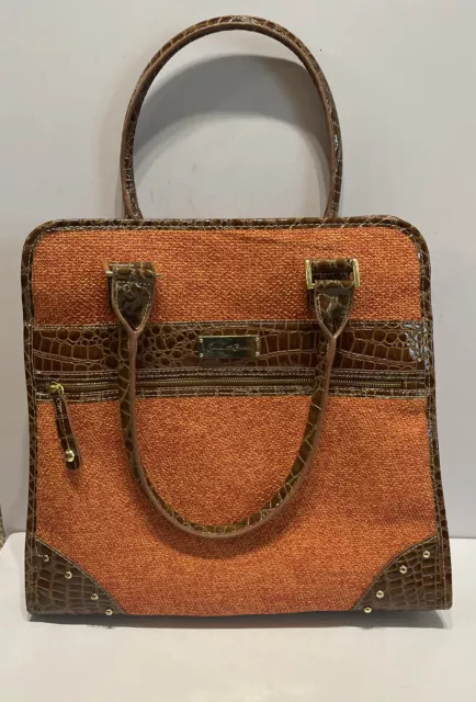 Samantha Brown Croco-Embossed Dowel Bag/Carry On - Orange