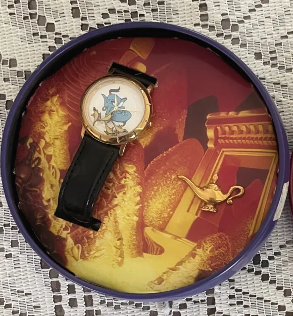 Vintage NIB 1998 Disney + Fossil Aladdin Lim Ed Collector's Tin with Watch & Pin
