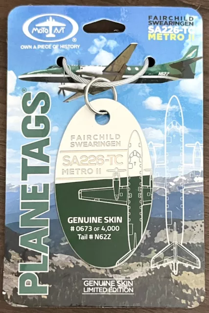 RARE Planetags Fairchild SA226-TC Metro GREEN/WHITE COMBO Plane Tag