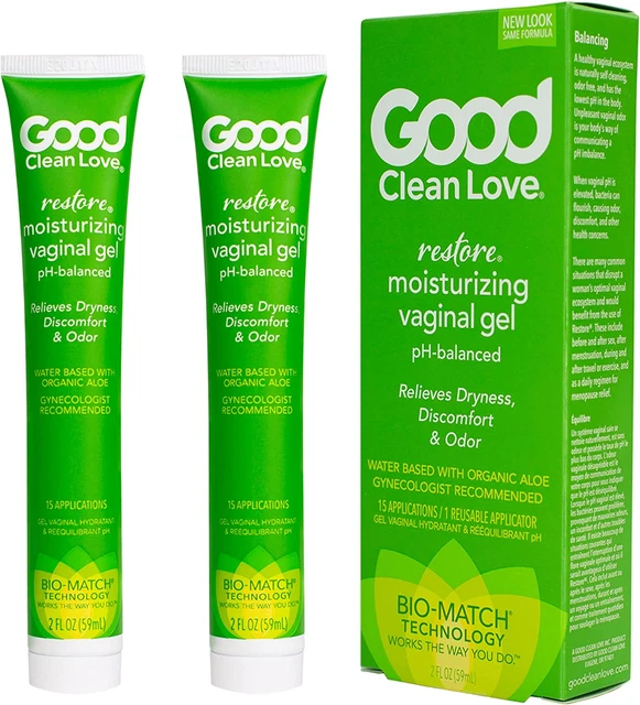 Gel vaginal hidratante restaurador, equilibrado en pH, a base de agua con aloe vera y leche