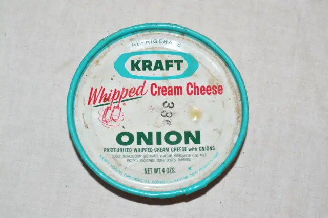 Antigua publicidad Kraft metal batido crema queso cebolla publicidad lata