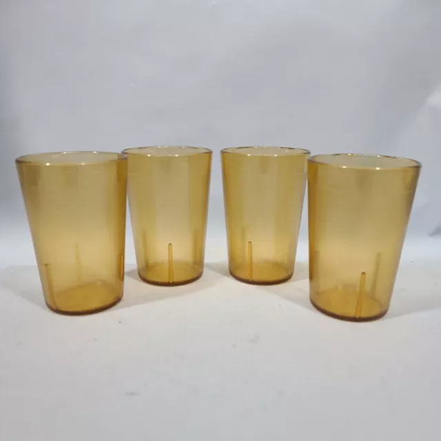 4 Carlisle 5526 Amber 8oz Plastic Tumbler Stackable Juice Glass Diner Style