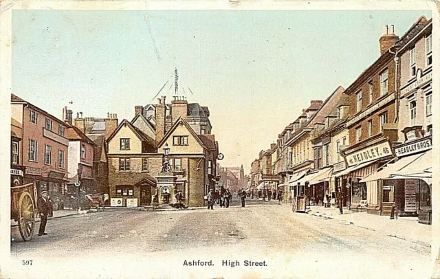 POSTCARD   KENT  ASHFORD  HIGH  STREET  SHOPS  Circa  1904