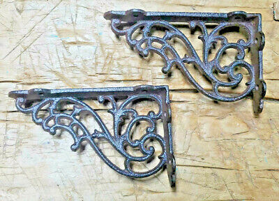 2 Cast Iron Antique Style SM Fat IVY SCROLL Brackets Garden Braces Shelf Bracket 3