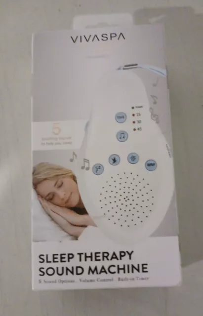 Máquina de sonido de terapia del sueño Vivaspa 5 sonidos calmantes con temporizador nueva