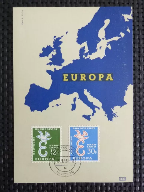 SAAR MK 1958 EUROPA CEPT TAUBE PIGEON MAXIMUMKARTE CARTE MAXIMUM CARD MC c4935
