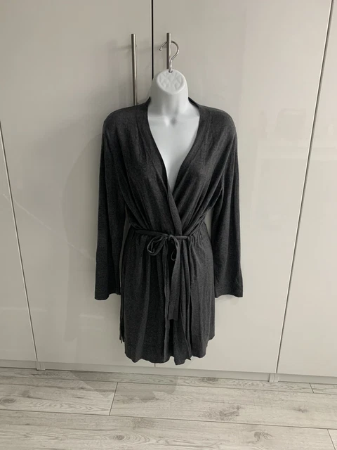 Eileen Fisher graue Krawatte vorne lange Strickjacke Tencel Baumwollmischung Strick Größe S