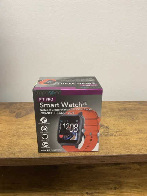 Empower Fit Pro Smartwatch SE, Apple, Android w. 3 Bands Black Orange & Blue-O5