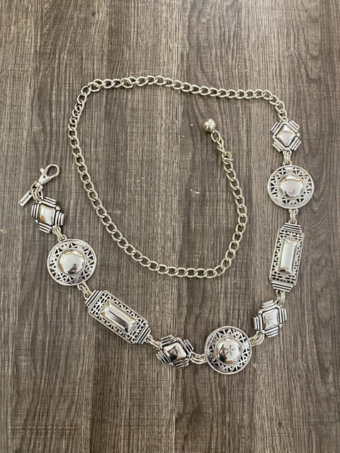 Chico's Silver Tone Chucky Chain Belt