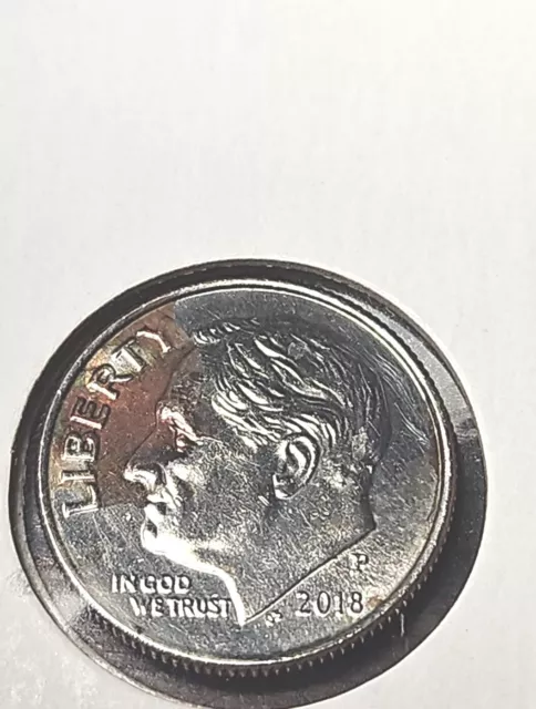 2018 P Roosevelt Dime Chip error coin, Obverse